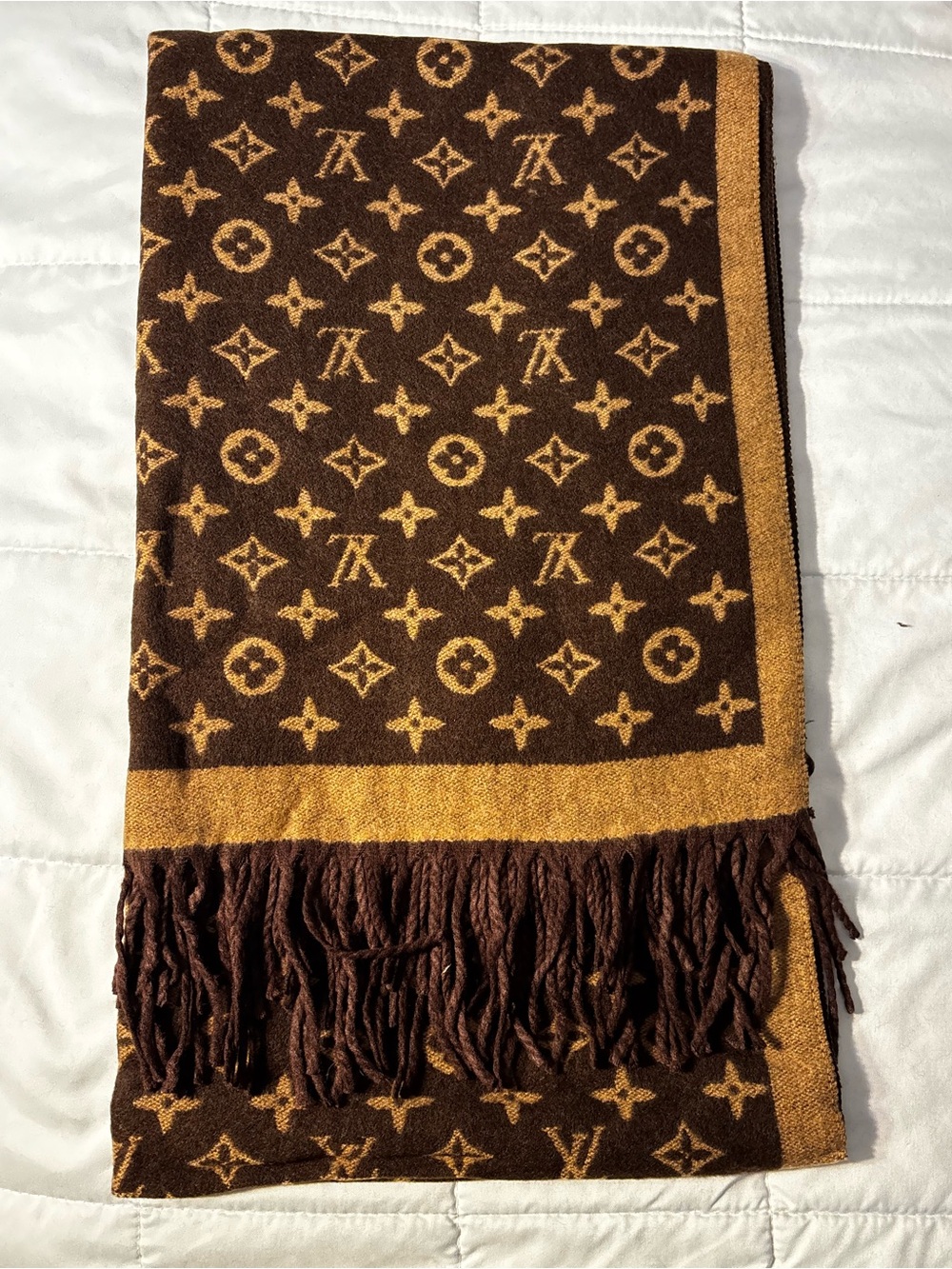 Brand New FASHION Brown & Gold Monogram Throw Blanket